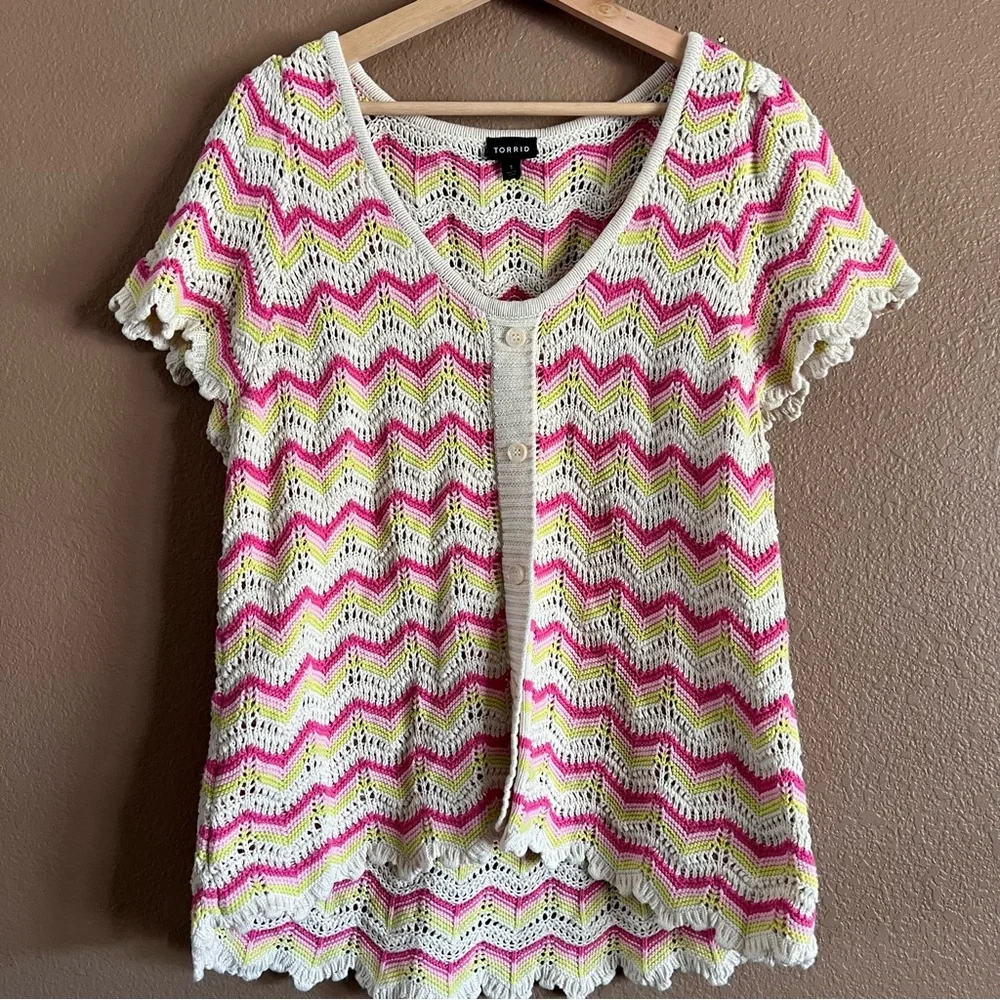 Torrid Chevron Short Sleeve Knit Sweater Size 2X